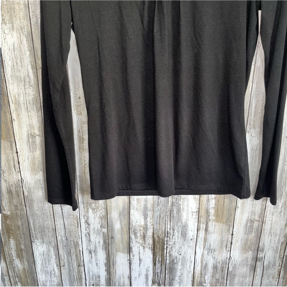 Talbots Black Accordion Style Neck Long Sleeve Blouse - Picture 3 of 4